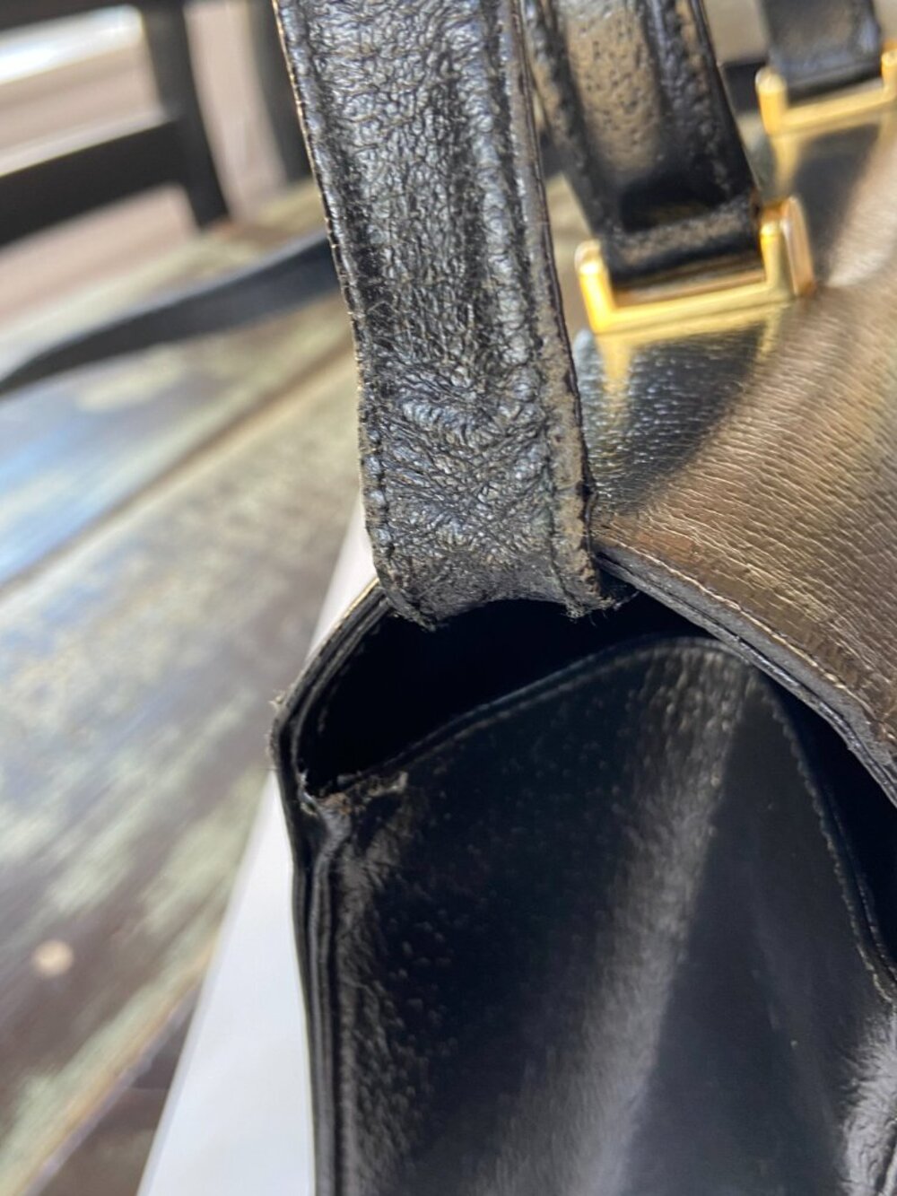 Authentic Vintage Gucci Black Leather Hand Bag and Original Dust Bag - Picture 10 of 15